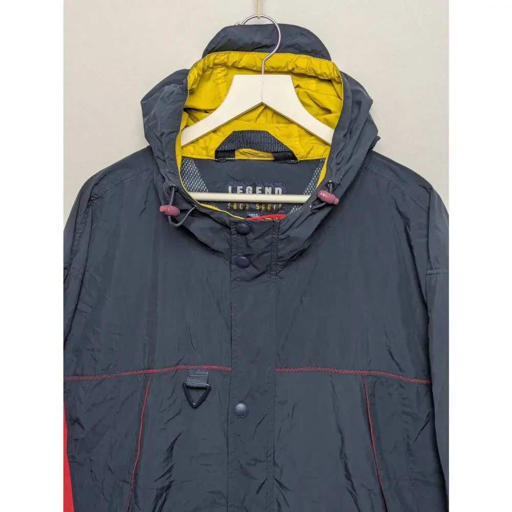 Vintage Legend Race Sport‎ Convertible Rain Jacket w/ Hood Size XL